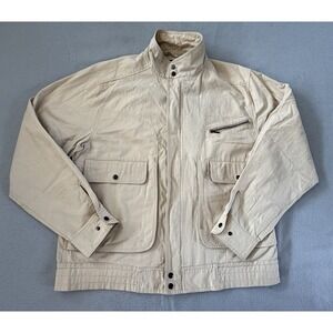 Military Style Safari Utility Field Jacket Cream Ivory XL Neil Martin VTG